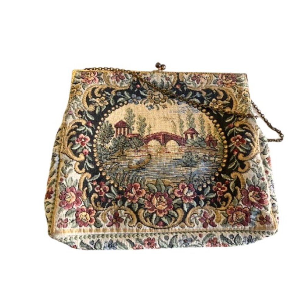 Walborg Water Under The Bridge Vintage Tapestry Purse Mini Bag